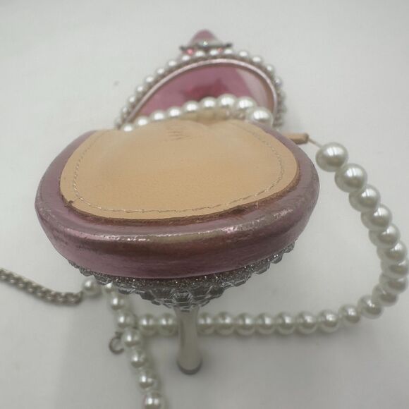 Mach & Mach Pink Crystals Embellishments Faux Pearls Ankle Straps Pumps Sz 37.5 - Picture 10 of 12